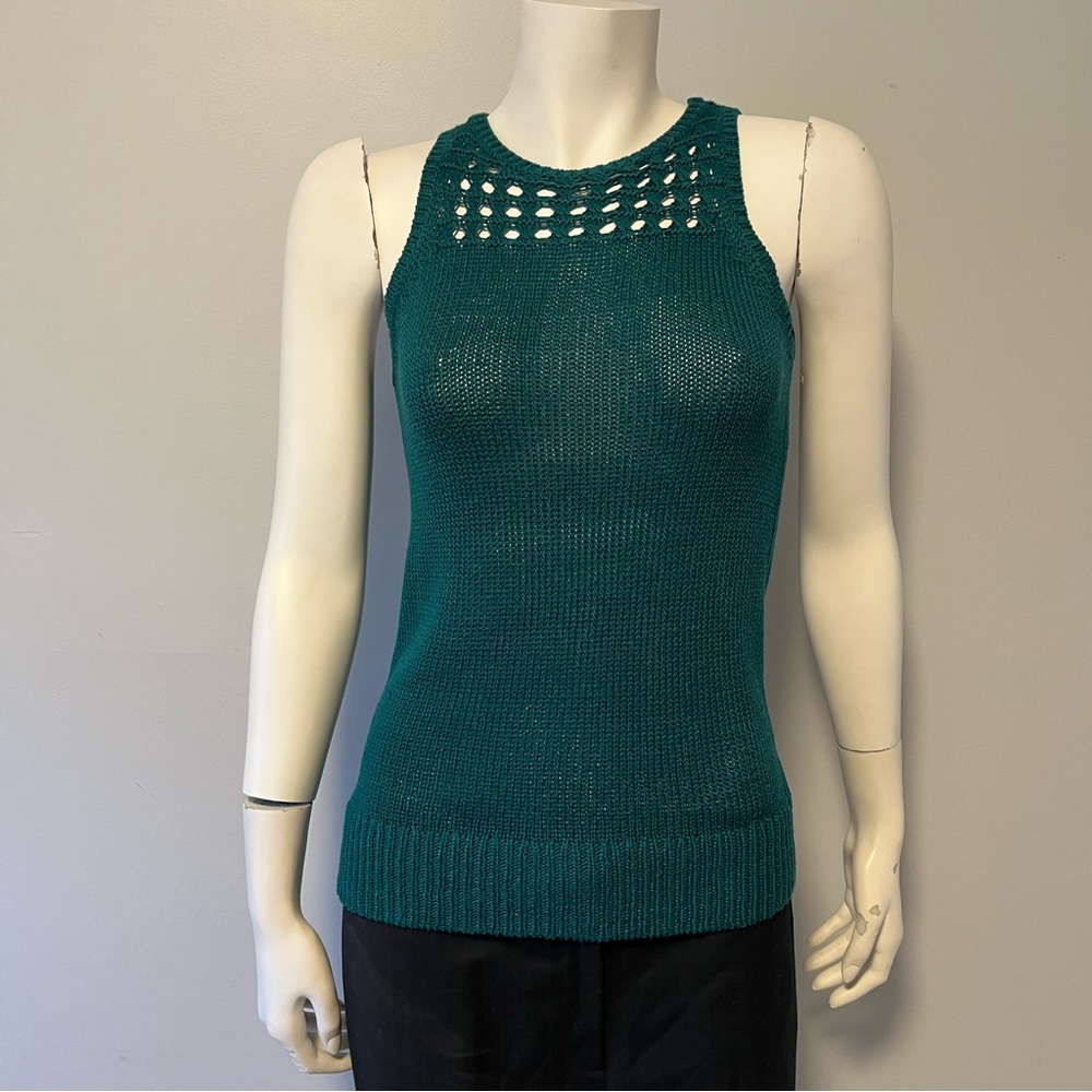 Loft Women's Dark Green Knit Sleeveless Vest Sweater Size XS